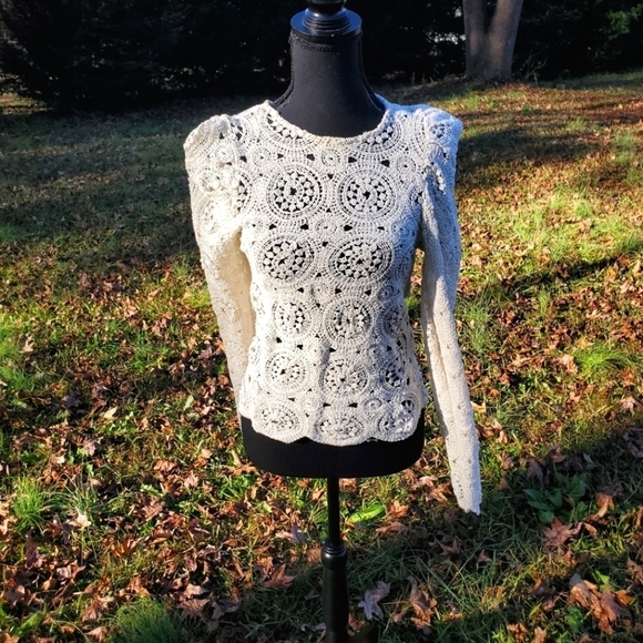 Zxqj Beautiful off white lace sweater NEW small - Picture 1 of 6